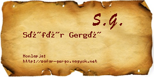 Sáfár Gergő névjegykártya